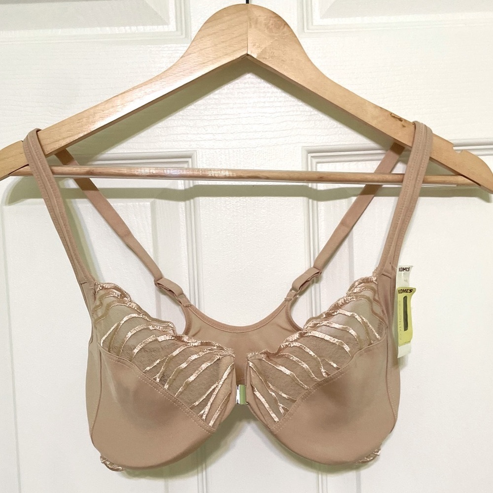 Paramour by Felina Angie Front Close Minimizer Bra 115071 32D Beige Plunging